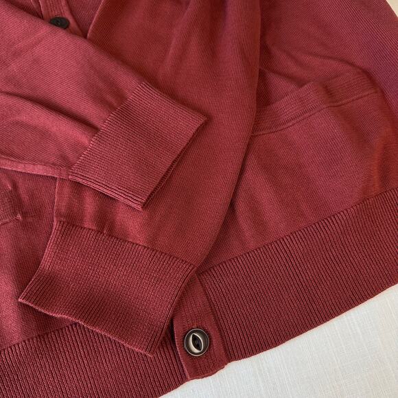 LANDS' END Supima Cotton Cardigan Sweater Men's Size XL 46-48 Burgundy NWT - Picture 5 of 12
